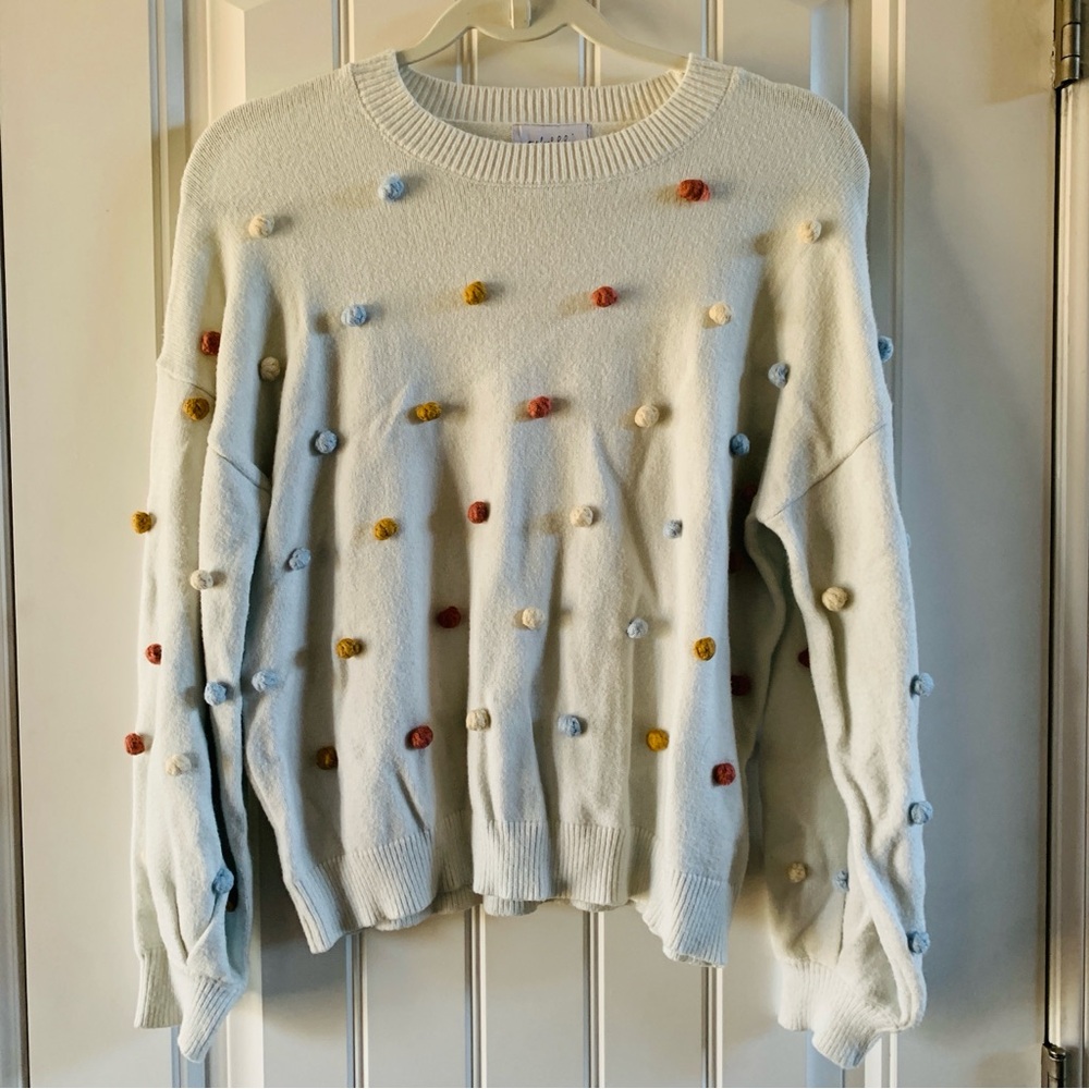 One Loved Babe Cream Bauble Pom Knit Sweater | Small